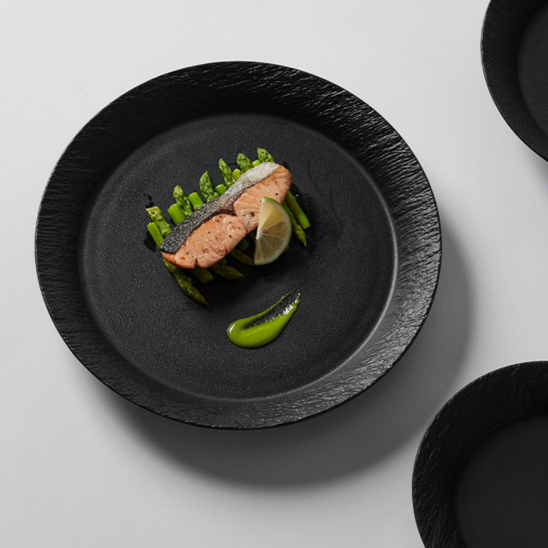 mooin stone 石紋餐盤組 造型盤 儀式感 餐盤 石紋餐盤 黑色 盤子 橢圓盤 圓盤