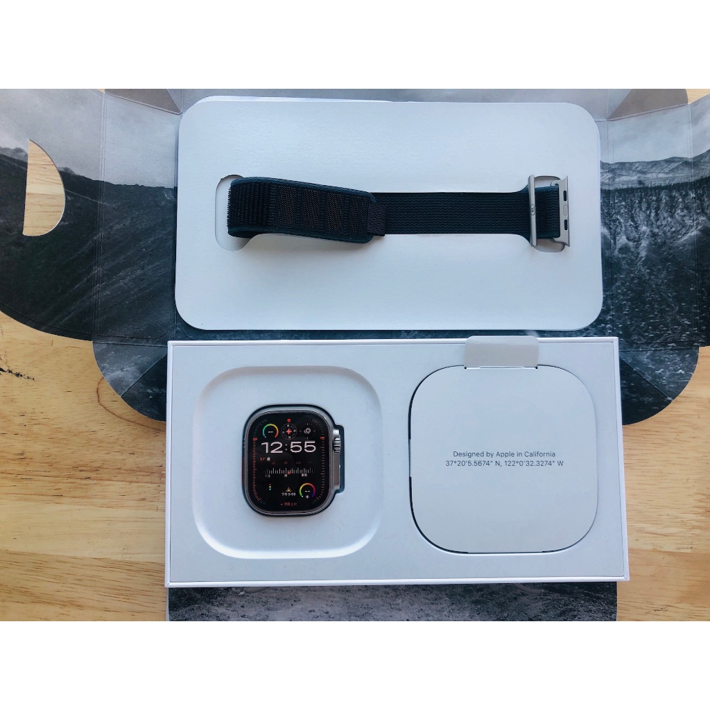 台中 保固2024/10/3 Apple Watch Ultra 2 LTE版 49mm 鈦金屬錶殼 藍配黑越野錶環