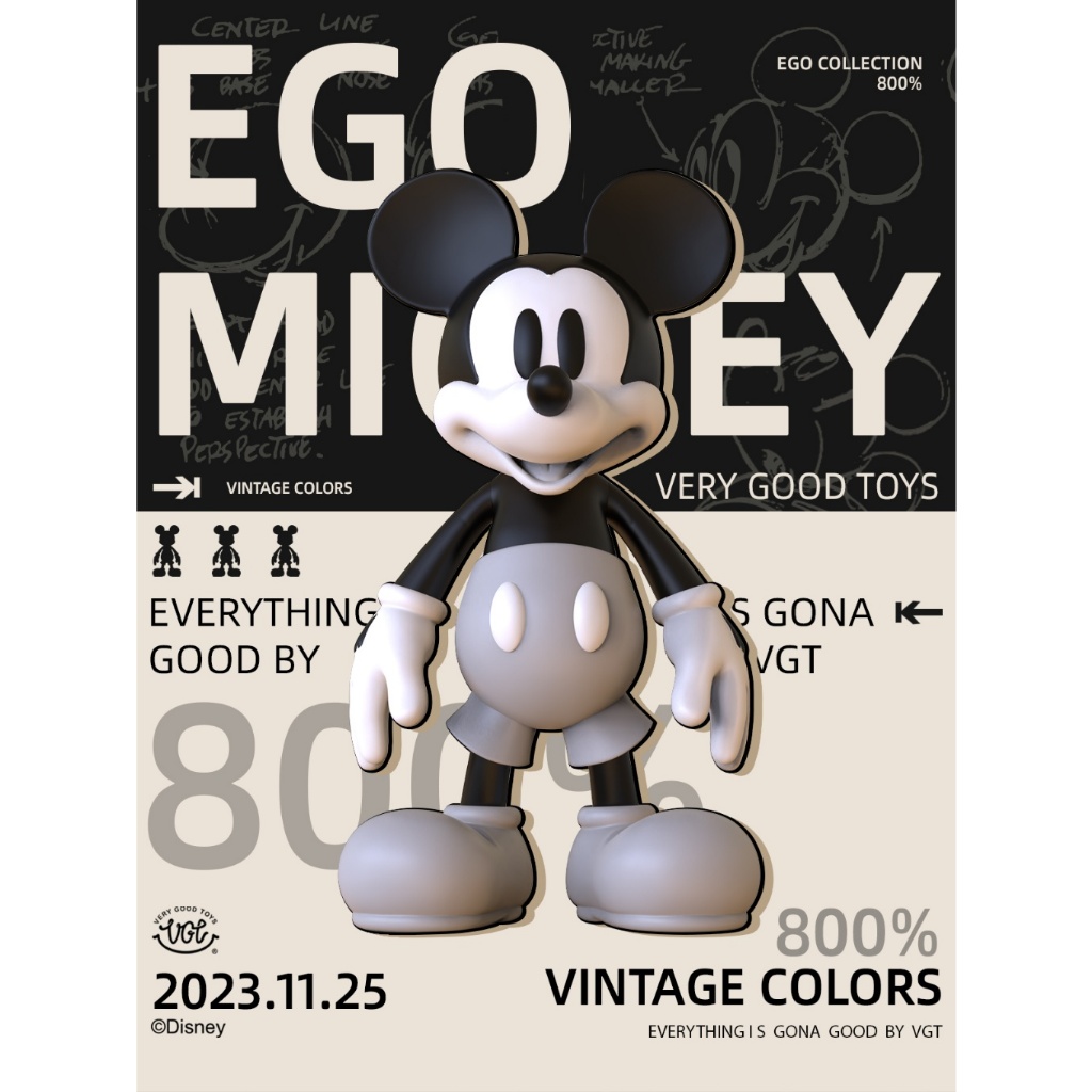 🔥【KOF 模型王者】🔥 預購 VGT 迪士尼正版授權 EGO米奇 復古色 800% VES22688 設計師玩具