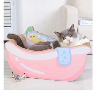 🔥 寵愛牠🔥 🔥浴缸貓抓板貓窩一體瓦楞紙不掉屑澡盆貓爪板耐磨大號玩具貓咪用品
