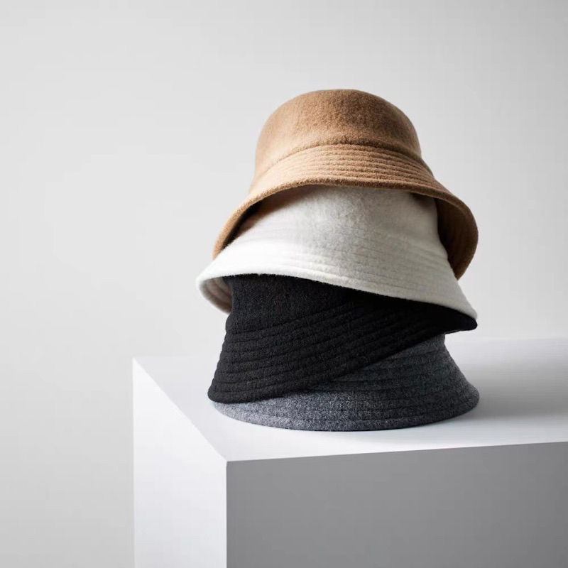 全新 Uniqlo 冬季新款 100%羊毛 可調節 漁夫帽 盆帽 黑色