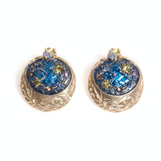 【Palnart Poc 官方正品】PA567 月亮與星 耳環｜日本製 星空意象・寶石鑲嵌 The Luna