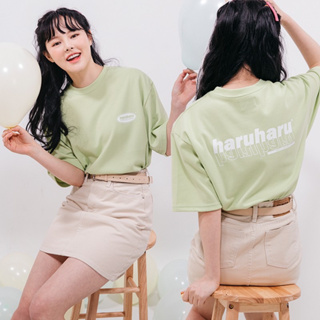 haruharu 韓國螢光綠長版棉質T 恤