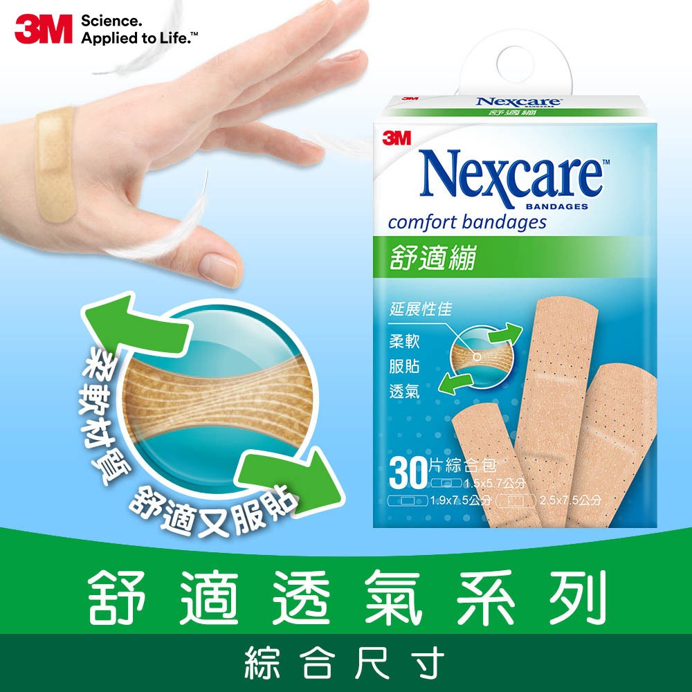 【原廠公司貨】3M Nexcare舒適繃30片(綜合尺寸)