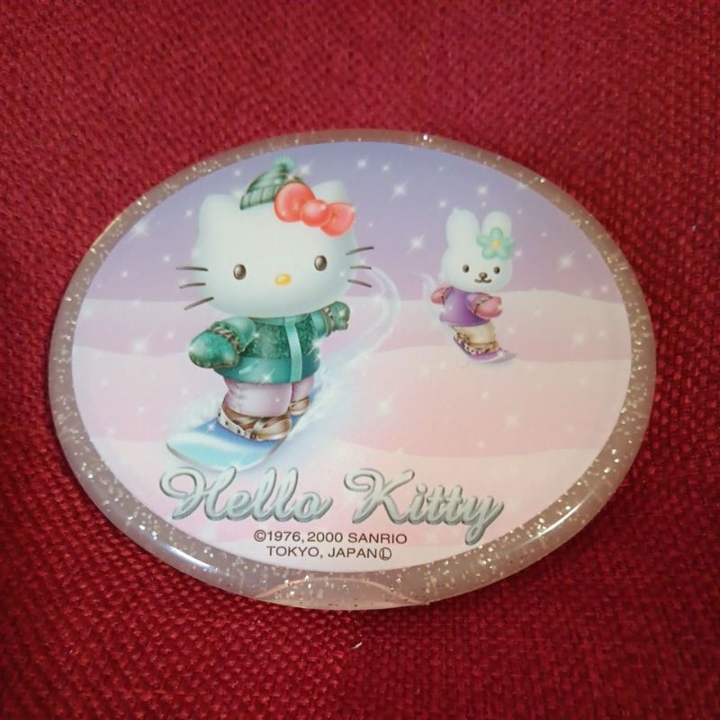 早期全新的 2000年 Hello Kitty 日本製 日本限定 雪兔 鏡子梳子組 隨身鏡 化妝鏡 絕版珍藏