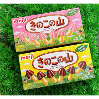 Meiji 明治 香菇造型餅乾 盒裝 草莓 巧克力