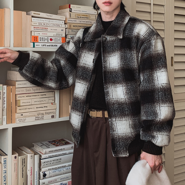 【Metanoia】🇰🇷韓製 羊毛格紋翻領夾克外套