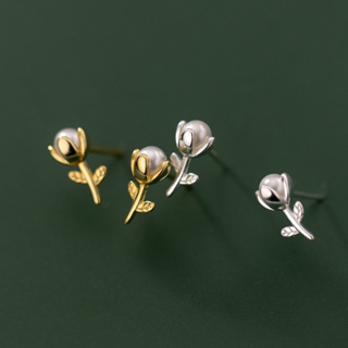 《真愛鍊Cherish 》 S925通體純銀耳環 小花朵的造型特別的可愛 貝珠花朵 銀樓銀飾通體純銀