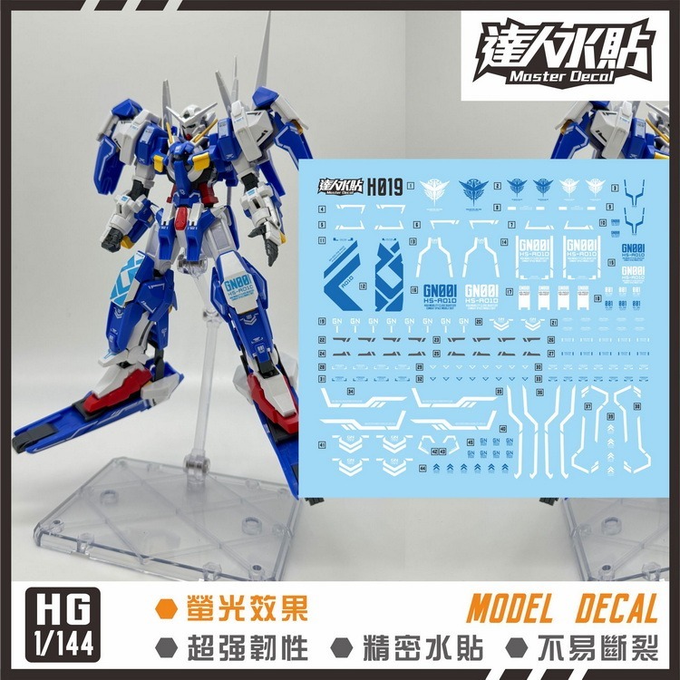 【Max模型小站】達人 (H019 ) HG 1/144 00雪崩能天使 Avalanche Exia 螢光水貼