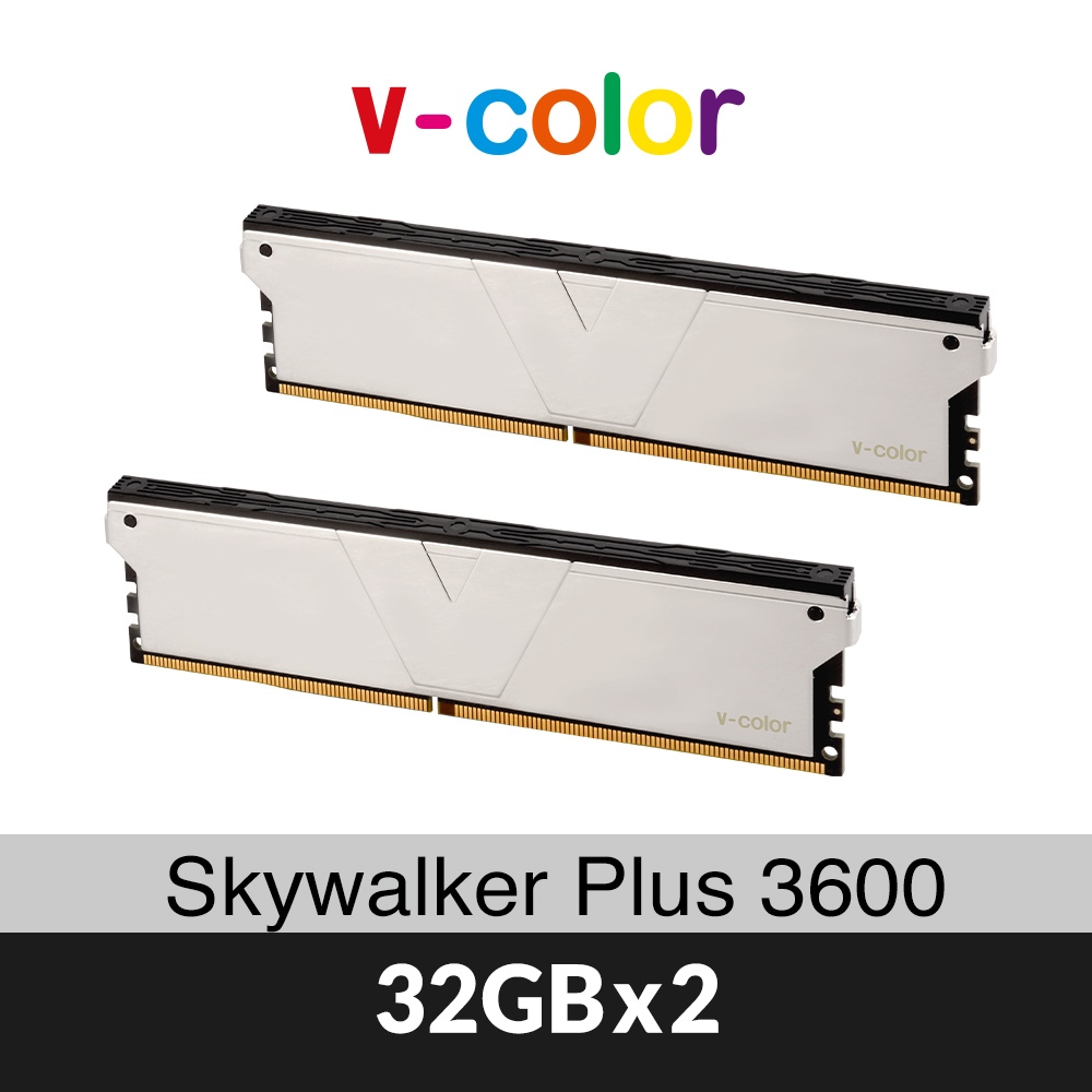 v-color 全何 Skywalker Plus 系列 DDR4 3600 64G(32GX2) 桌上型超頻記憶體(銀