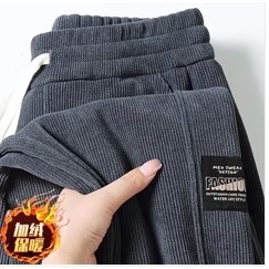 【L-5XL】秋冬季新款加絨加厚保暖褲男士燈芯絨休閒直筒褲寬鬆長褲子男