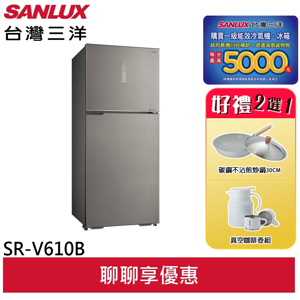 SANLUX 台灣三洋 606公升 大冷凍庫 雙門變頻冰箱 SR-V610B(輸碼95折 6Q84DFHE1T)