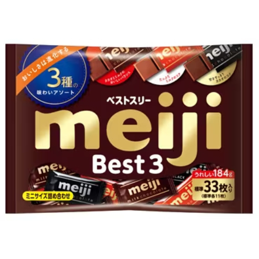 【星雨日貨】電子發票 meiji明治 Best3 綜合巧克力 33枚 牛奶巧克力 黑巧克力 袋裝