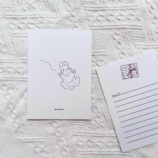 簡約線條卡片信封組 - 毛茸茸兔