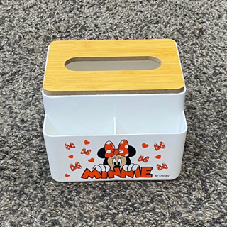 全新 迪士尼Disney 米妮木質造型分隔收納盒 面紙盒 置物盒 /居家用品