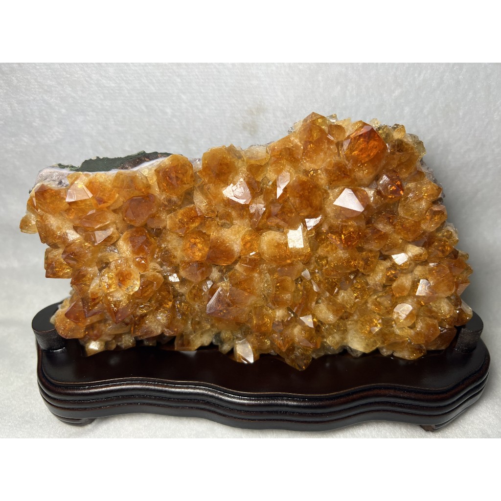 巴西 天然水晶 黃水晶 黃水晶片 黃水晶簇 原礦 附木座 No.1