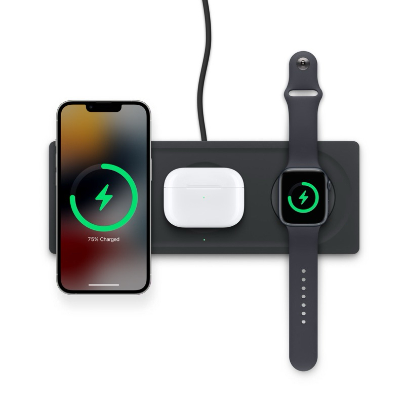 Belkin Magsafe 平板式 三合一無線充電 座充電盤 適用 蘋果 手機 耳機手錶 充電板.