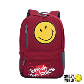 SMILEY WORLD 微笑 經典酒紅 後揹包 時尚大容量 筆電包 青春學院風系列 旅行 日常