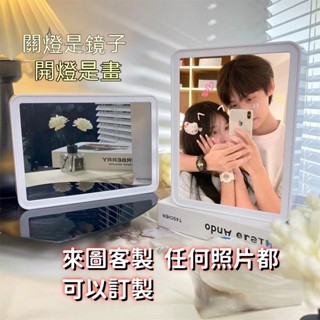 臺灣出貨 鏡子燈光畫 客製化禮物 照片客製 生日禮物 鏡子 燈光畫 小夜燈 交換禮物 週年紀念禮物 情侶 男友生日禮物