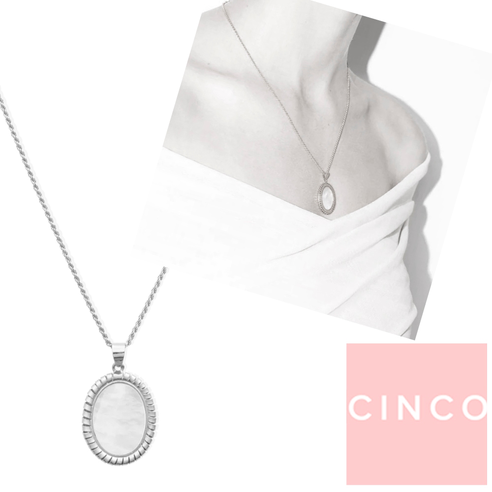 CINCO 葡萄牙精品 Francesca necklace 925純銀硬幣項鍊 經典珍珠母貝款