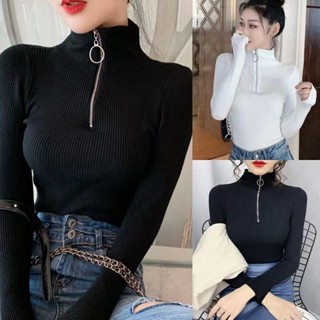 S-2XL 大尺碼上衣 大碼女裝春秋冬長袖針織衫女胖妹妹顯瘦洋氣韓版修身毛衣打底衫潮