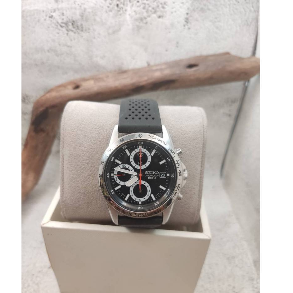 原$8,000 賽車錶 SEIKO 防水橡膠錶帶 錶玻透亮 10BAR 運動 精工 正品 三眼 男錶 手錶 二手