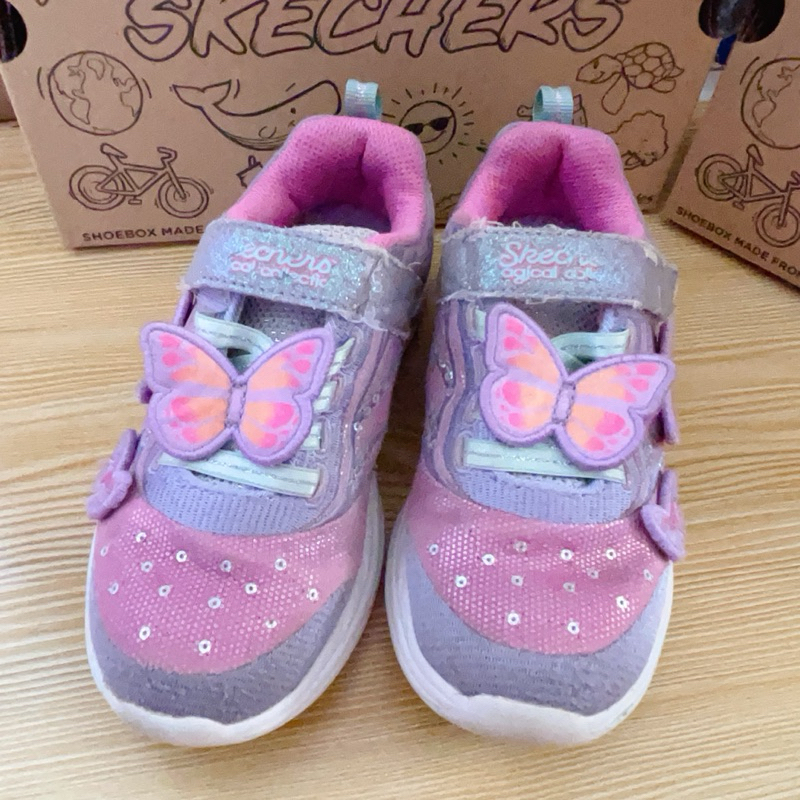 💕DA💕（二手）skechers 女童休閒鞋 運動鞋 魔鬼氈運動鞋 19cm