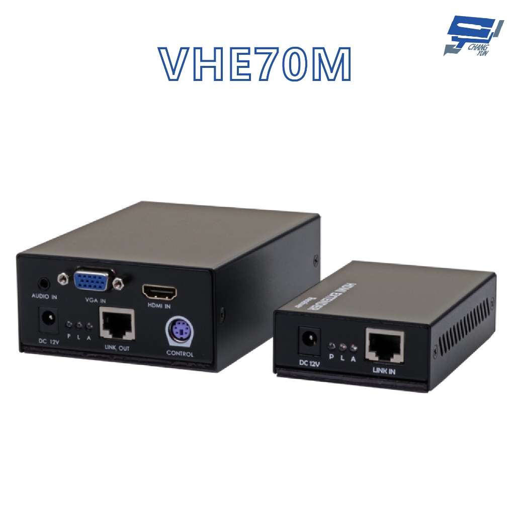 昌運監視器 HANWELL VHE70M VGA/HDMI 雙介面延長器 解析度4K2K@30Hz 最遠可達70公尺