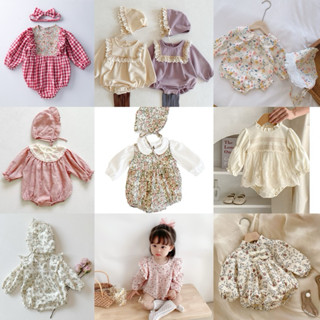💗臺灣現貨💗女寶包屁衣 秋冬長袖包屁衣 碎花 波點 刺繡 娃娃領 燈芯絨 可愛必備