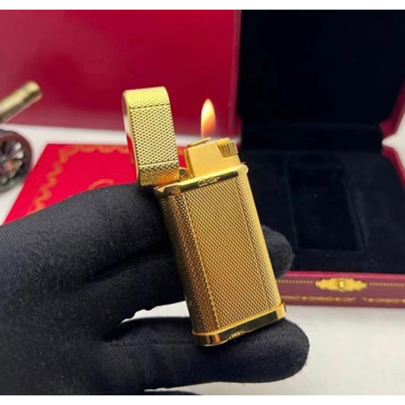 Cartier打火機附原裝盒！說明書！紋理金色！二手品、極新！非Zippo、Dunhill、Dupont