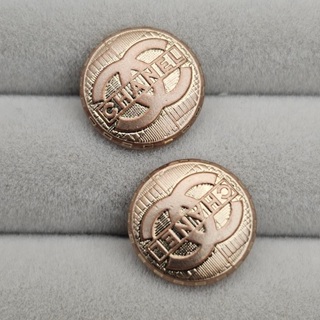 香奈兒 Chanel 鈕扣 12mm 銅金色 CC LOGO 金屬製 2個一組