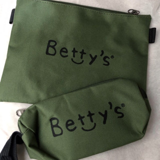 ❤️‍🩹 全新 專櫃Betty’s品牌LOGO 軍綠色化妝袋 2入組 旅行袋 筆袋 收納袋