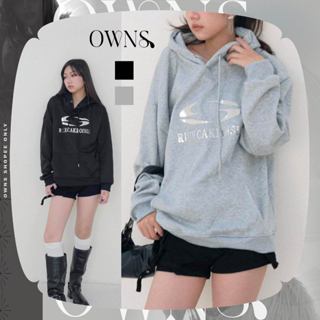🥀旺斯女孩🥀銀弧寬鬆帽T女生美式上衣連帽衛衣灰色帽TEE黑色帽TEE歐美休閒風格Y2K微辣