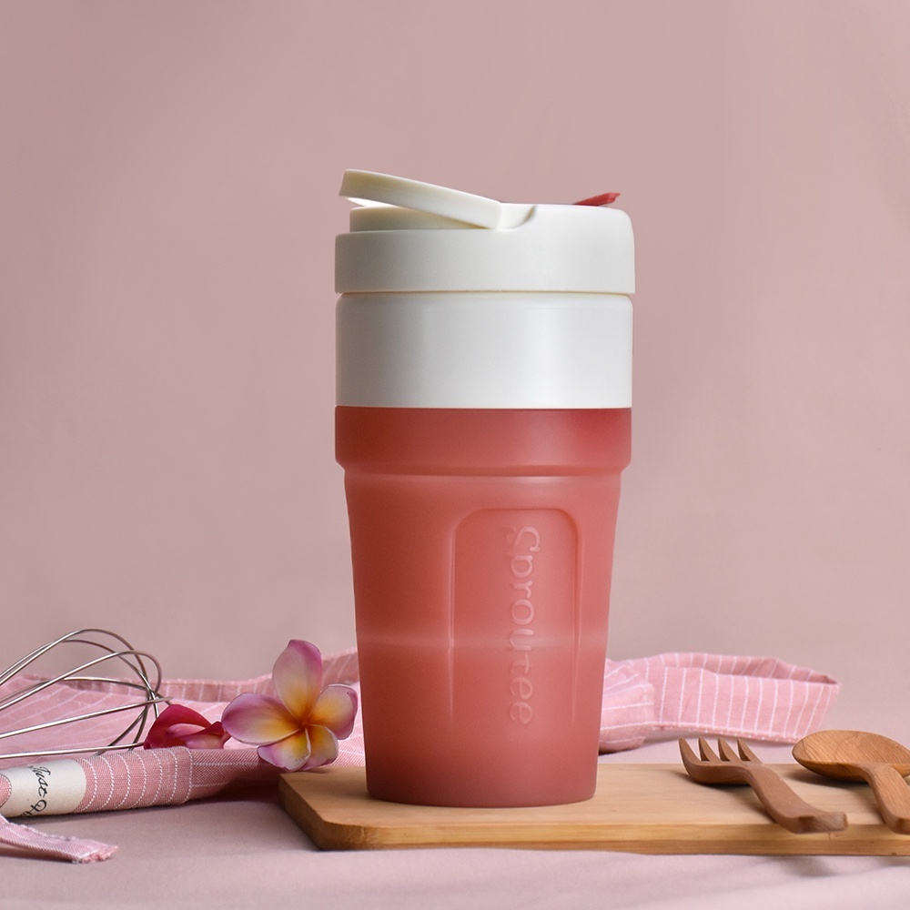 Sproutee盛食杯 環保杯 矽膠杯-730ml - 莓果紅 - 大地莊園系列
