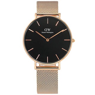 DW Daniel Wellington / DW00100303 / 經典米蘭編織不鏽鋼手錶 黑x鍍玫瑰金 36mm