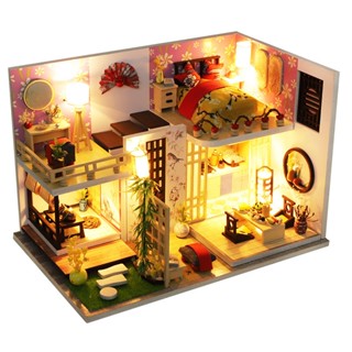 袖珍屋 Diy小屋 臺灣現貨 竹楓小舍 附防塵罩 交換禮物 DIY手作 生日禮物 模型屋 玩具屋 小夜燈 生日禮物