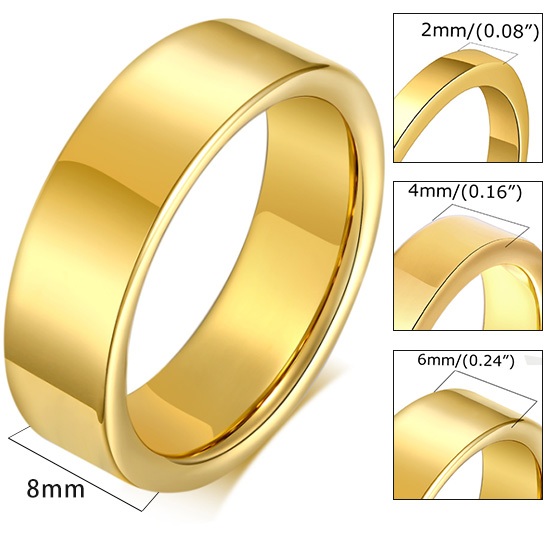 【RTCR-087】精緻個性百搭素面寬版金色鎢鋼戒指/戒環