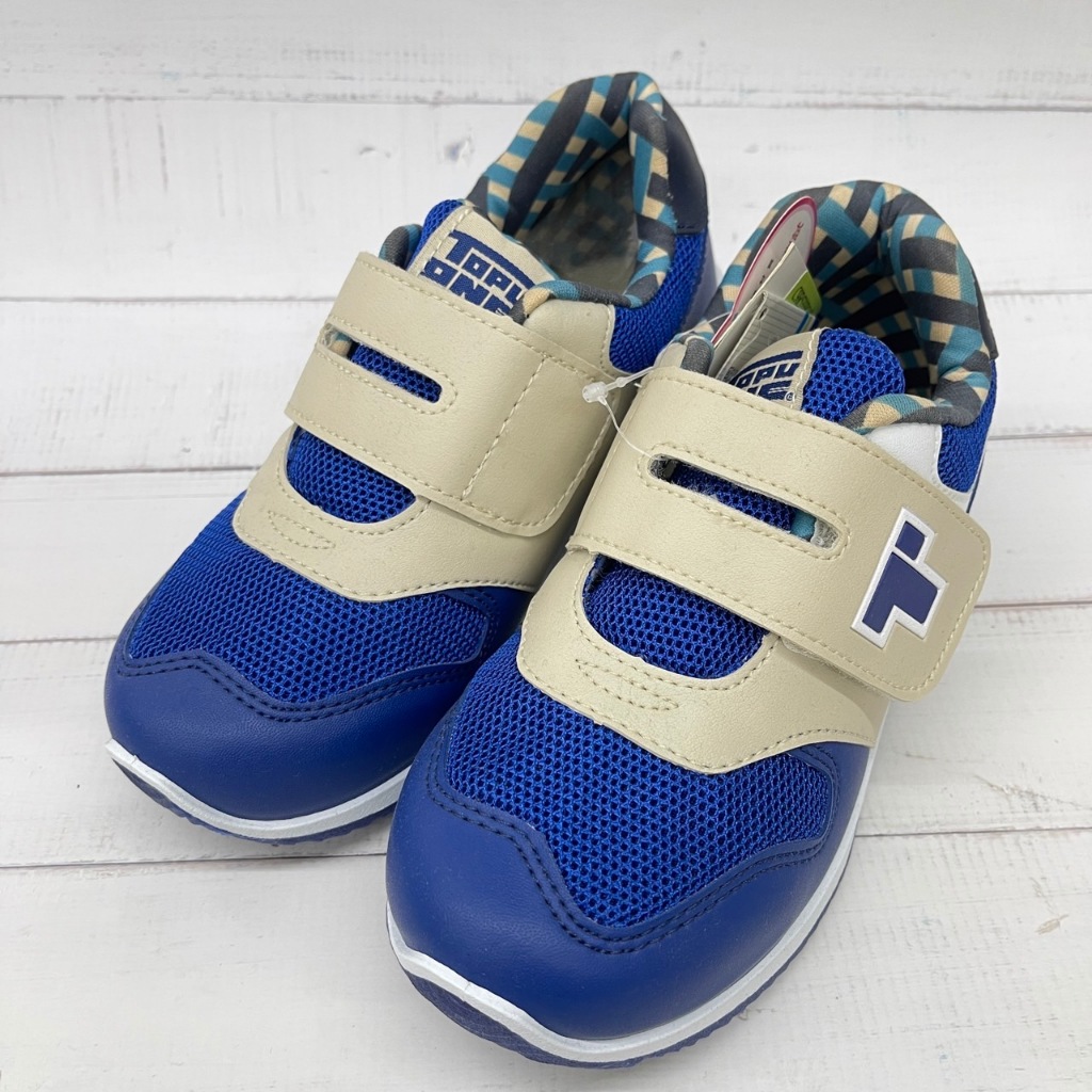 ［出清品］《布布童鞋》TOPUONE經典格紋藍色兒童運動鞋(21公分)
