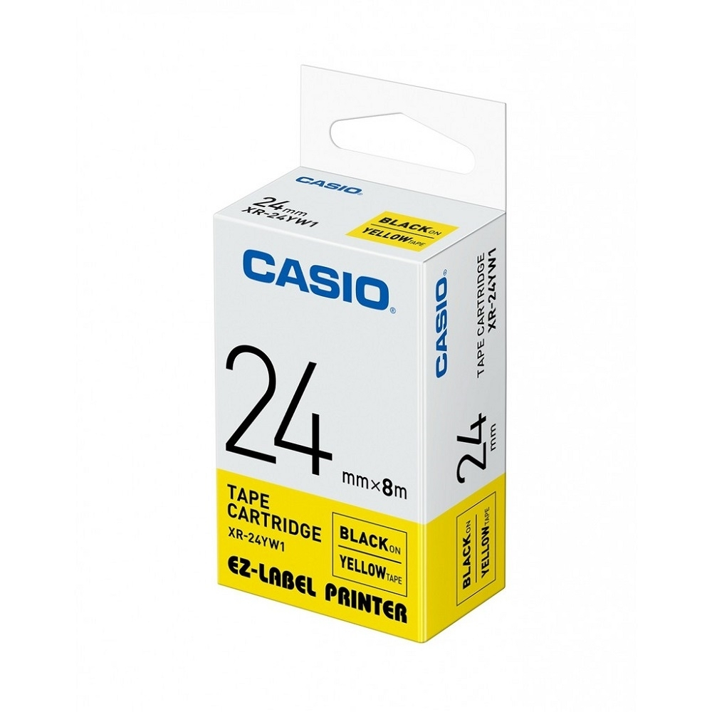 CASIO 標籤機專用色帶-24mm黃底黑字(XR-24YW1)KL-G2TC , KL-8700, KL-P350W