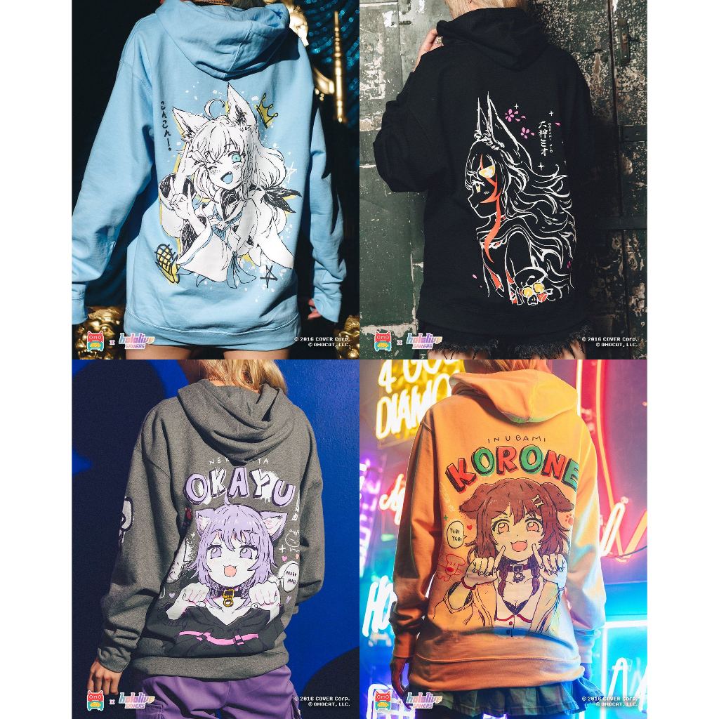 【喵生屋】預購 hololive x OMOCAT GAMERS 長袖 連帽外套 白上吹雪 大神澪 貓又小粥 戌神沁音