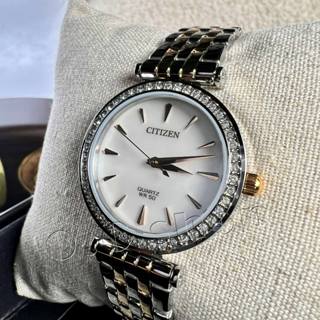 【CITIZEN 石英手錶】奢華時尚女錶款(水晶鑲嵌框)ER0216-59D
