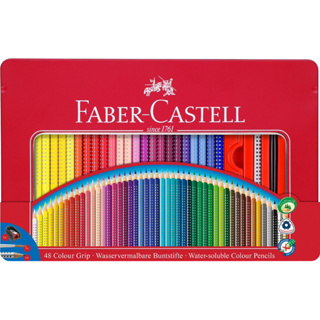 德國輝柏 FABER-CASTELL GRIP握得住好點子水性色鉛筆48色 鐵盒 與水彩兩用
