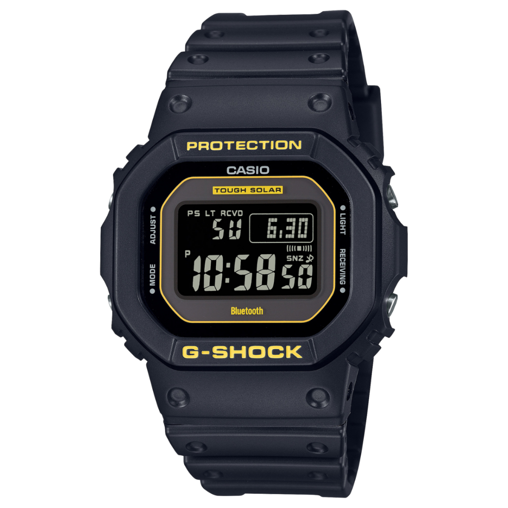 【金台鐘錶】CASIO卡西歐G-SHOCK (電波錶) GW-B5600CY-1 橡膠錶帶 太陽能 防水200米(金框)