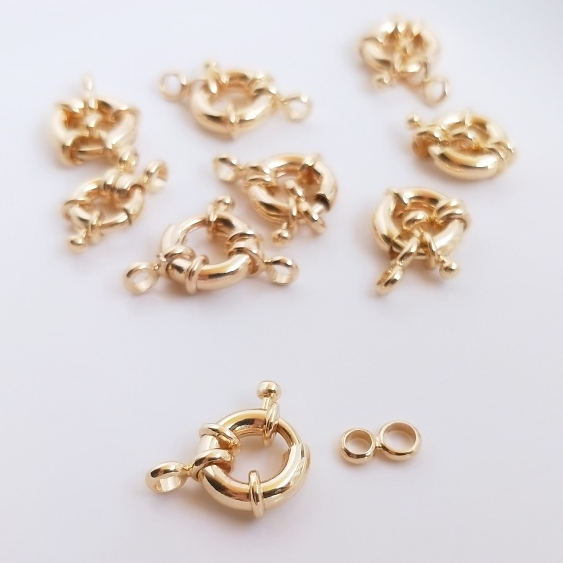 宏雲Hongyun-Ala--14K鍍金保色彈簧扣方向盤扣圓圈型珍珠項鏈手鏈連接扣diy飾品配件