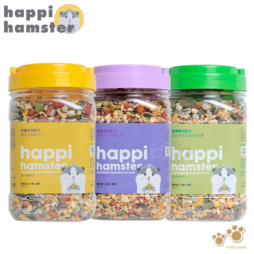 happi hamster 亮麗毛髮 健康免疫 健康樂活 配方 罐裝 600g 倉鼠專用飼料 鼠飼料 鼠主食 楓葉鼠