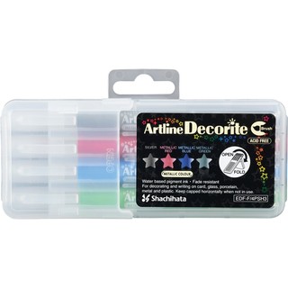 日本 Shachihata Artline Decorite 毛刷型 螢光水板筆4入/珠光