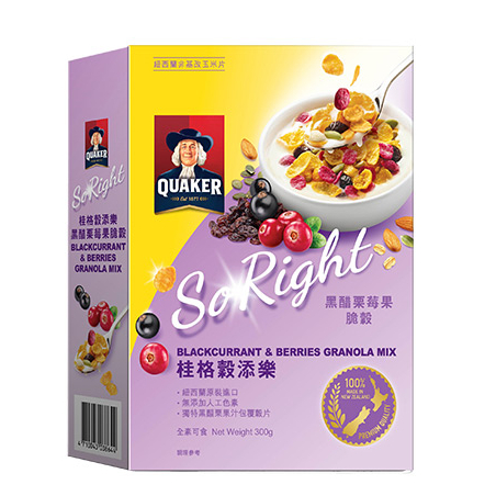 桂格 穀添樂系列 濃郁花生/綜合堅果/7種果莓/榛果可可/黑醋栗莓果/奇異果脆穀 300g/袋