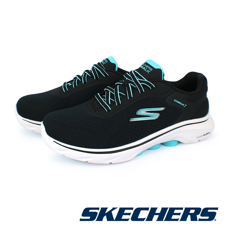 【SKECHERS】女 健走系列   GO WALK 7寬楦款 - 125215W - 黑綠 BKTQ