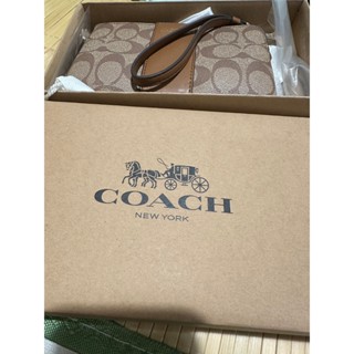 COACH經典LOGO老花皮革系列拉鍊手拿包