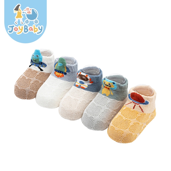 JOYBABY 童襪 嬰兒襪 5雙入 春夏薄棉透氣孔造型船襪 襪子